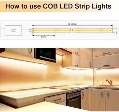 Pandery Outdoor LED Strip Lights,2700K Warm White,24V IP67 LED Strips,32.8FTt/10M,CRI90+ Waterproof led cob Strip Light for Bathroom,Pool,Garden,Sauna Rooms(Power Not Included)