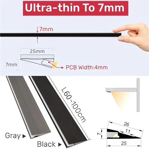 JARBIH Ultra-Thin Led Aluminum Channel, 45°Oblique Under Cabinet Beam Light