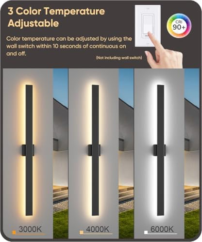 Aipsun 47.2" LED Outdoor Wall Light, Modern Black Exterior Lighting Fixture
