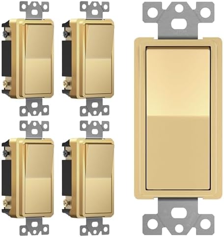 ENERLITES Gold 4-Way Decorator Paddle Rocker Light Switch, 15A, 2 Pack