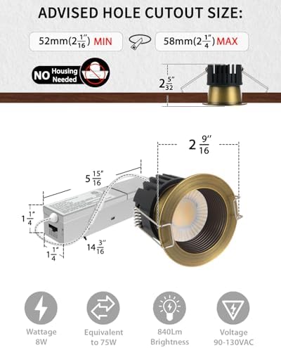 Adetu 1 Pack 2 Inch 5CCT Bronze Anti-Glare LED Recessed Ceiling Light
