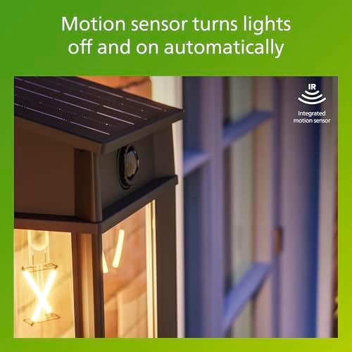 PHILIPS Solar LED Geri UltraEfficient Outdoor Wall Light, 1-Pack, Black