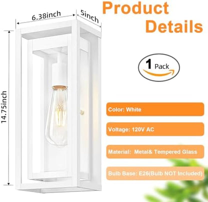 15" Outdoor Wall Lights, White Exterior Lighting Fixtures