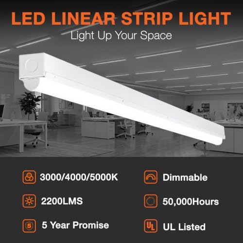 LEDVANCE Sylvania 4ft LED Strip Light, 20W Equivalent, CCT 3 Color Select, 3000K/4000K/5000K, Linear Ceiling Luminaire (61453), 48", 1 Pack