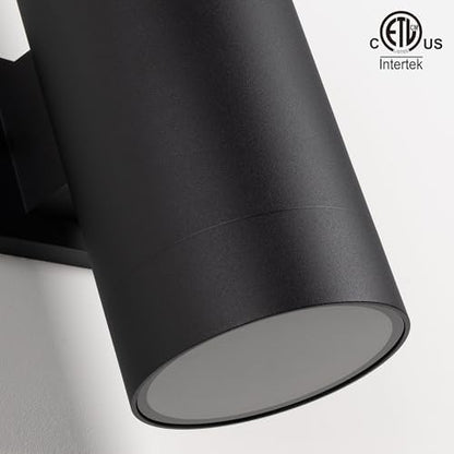 mirrea 14" Modern Outdoor Porch Light in 2 Lights, Matte Black, 1 Pack