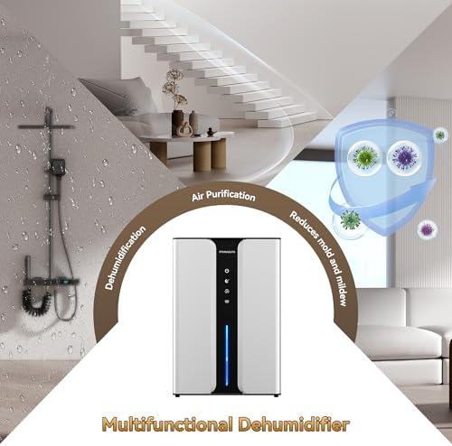 PTHRAOUTA Home Dehumidifier with Drain Hose, with Air Reusable Filter