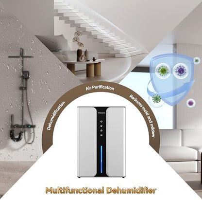 PTHRAOUTA Home Dehumidifier with Drain Hose, with Air Reusable Filter