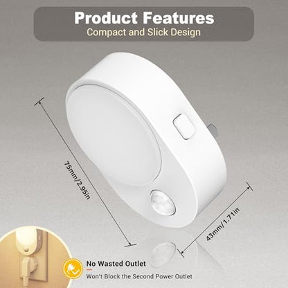 JandCase Motion Sensor Night Light, 2 Pack Night Lights Plug into wall