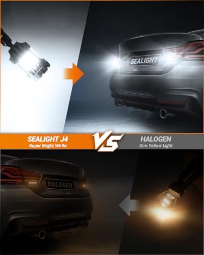 SEALIGHT 1156 LED Bulb, 6000K White, 7506 1141 Anti Hyper Flashing LED Bulbs, 600% Brighter LED Car Bulbs for Reverse Backup Light Parking Light Tail Lights, Pack of 2