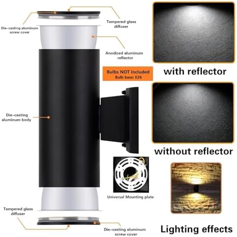 Outdoor Wall Sconce, Anti-Rust Waterproof Exterior Lighting Fixture