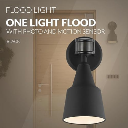 Generation Lighting 1-Light Motion Sensor Flood Light in Black