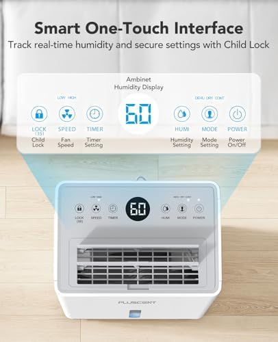 PLUSCENT 1500 Sq Ft 21 Pint Dehumidifier for Basement with Drain Hose