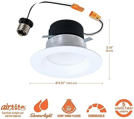 HALO LT 4 inch LED recessed Can Light Trim, 5 CCT, Dimmable, 700lm 6PK