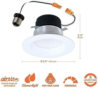 HALO LT 4 inch LED recessed Can Light Trim, 5 CCT, Dimmable, 700lm 6PK
