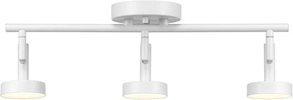 Globe Electric 64000008 19" 3-Light 22.5W Dimmable LED Integrated Track Lighting, Matte White, Lighting for Kitchen, Bathroom, Bedroom, or Dining Room, Living Room Ceiling Lights, Light Fixture