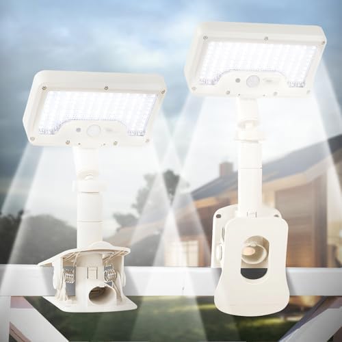 Clip On Solar Motion Lights Outdoor,360°Rotatable Fence Lights(2Pack,6000K)