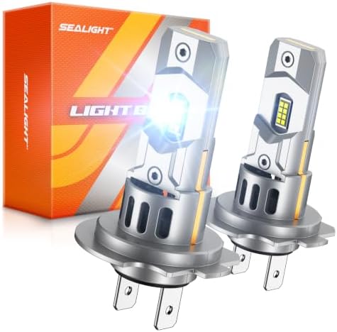 SEALIGHT H7 Bulbs, 80,000LM 1200% Brighter H7 LED Bulbs, 6500K Cool White Bulbs with Super Cooling Fan, 70,000+ Hrs Long-Term Extended Lifespan, Plug and Play with All in one Wireless, Pack of 2