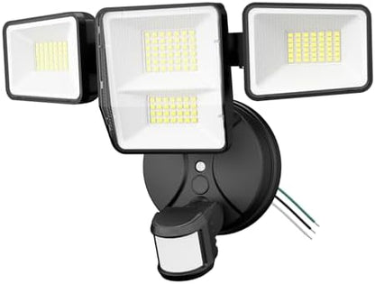 70W 7000LM Security Lights Outdoor, 4-Head LED Motion Sensor Light, Hardwired Dusk to Dawn Flood Light, 6500K Daylight, IP65 Waterproof, 3 Modes for Yard Garage Porch (1)