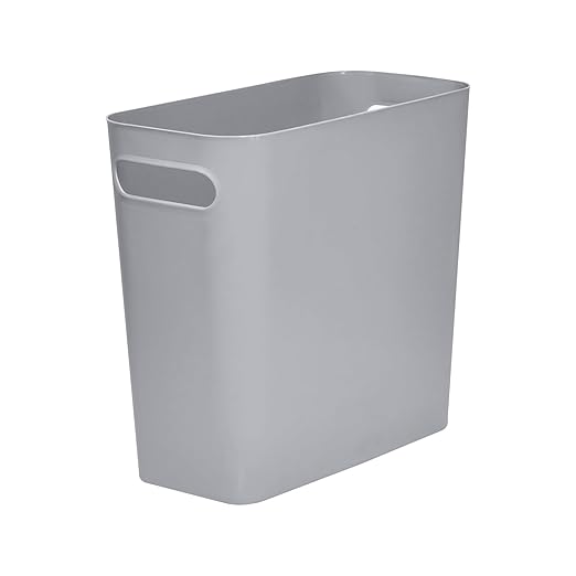 Versatile 1.8 Gallon Plastic Trash Can - The Compact Bin for Bathroom, Kitchen, or Home Office - Grey