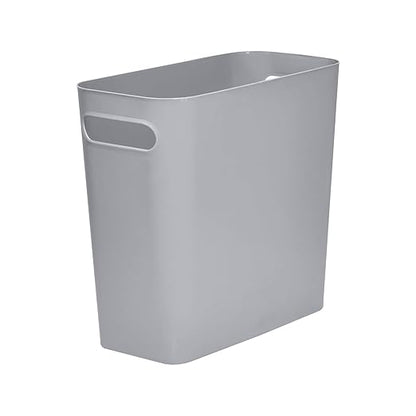 Versatile 1.8 Gallon Plastic Trash Can - The Compact Bin for Bathroom, Kitchen, or Home Office - Grey