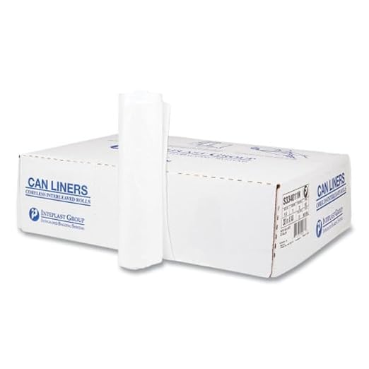 Inteplast S334011N 33 Gallon Capacity, 40" Length x 33" Width x 11 Micron Thickness, Natural Color, High-Density Commercial Coreless Roll Can Liner (Case of 20 Roll, 25 Bags per Roll)