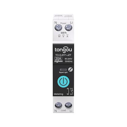 TONGOU ZigBee DIY Smart Switch 20A| DIN Rail Switch| 1P+N 90-240VAC| Real-time Power Monitoring| Remote Control and Set Timer for Home Automation| Support Tuya/Smart Life| Voice Control| FCC Certified