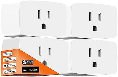 Onvis Matter Over Thread Smart Plug, Smart Mini Outlet, Works with Apple Home, Alexa & Google Home, 15A/1800W （4Pack）
