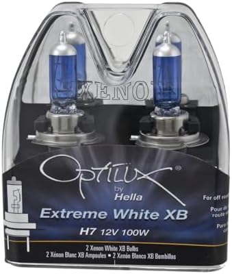 Hella H71070307 Optilux XB Series H7 Xenon White Halogen Bulbs, 12V, 100W, 2 Pack