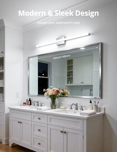 Combuh Bathroom Vanity Light Fixtures Above Mirror, Modern Wall Lamp Chrome