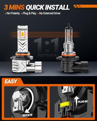 SEALIGHT H10 Yellow LED Fog Light Bulb, 30000LM 9140 9145 Fog Lights, 3500K