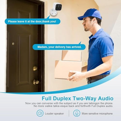 Wireless Outdoor Security Camera, Battery Powered WiFi Camera with 2K Color Night Vision, AI Motion Detection, 2-Way Audio, Spotlight, Siren, IP65 Waterproof, Cloud/SD Storage
