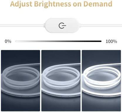 iNextStation 6.56FT 5V USB LED Strip Lights White Flexible Neon Rope Lights