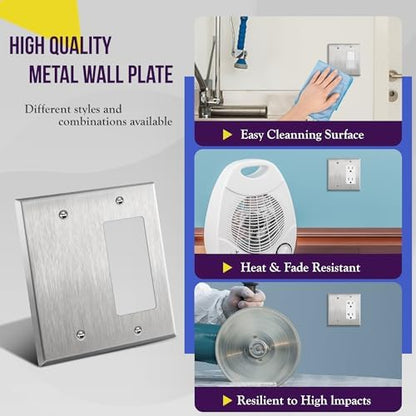 ENERLITES Combination Blank Device & Decorator Switch Metal Wall Plate