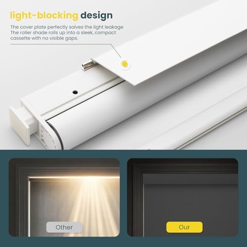 Motorized Blinds No Drill Automatic Blinds for Windows Cordless Roller Shades Electric Blinds with Remote Control Smart Blinds (White, 29.5 x 72)