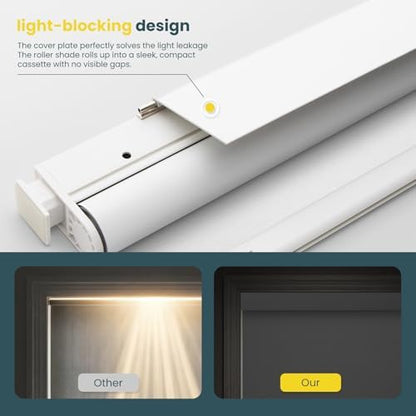 Motorized Blinds No Drill Automatic Blinds for Windows Cordless Roller Shades Electric Blinds with Remote Control Smart Blinds (White, 29.5 x 72)
