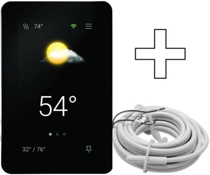 SunTouch CONNECTPLUS Floor Heating WiFi + Voice Programmable Touchscreen Thermostat + Floor Sensor, Alexa and Google Home Compatible120V/240V