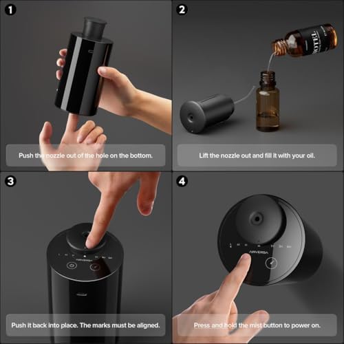 Airversa AN6 Waterless Essential Oil Diffuser Starter Kit, Black