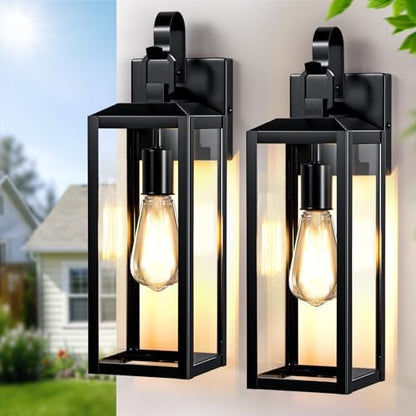 16'' Outdoor Wall Lights 2 Packs, Exterior Lighting Fixtures, Black