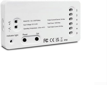 LED Strip Controller for ZigBee 3.0, RGB+CCT & Dimmer Support, PW-M App Control for 12V/24V/36V/48V/54V Strips