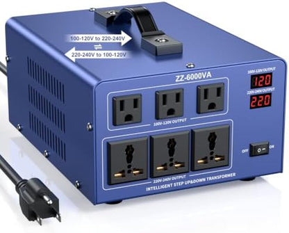 6000W Voltage Converter Transformer, 110V/120V to 220V/240V Step Up Down