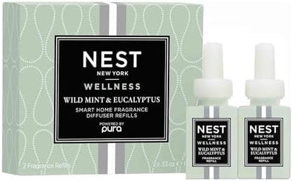 NEST New York Smart Home Fragrance Diffuser Refill Smart Vials, Wild Mint & Eucalyptus - Set of 2 - Designed for NEST x Pura 3 and NEST x Pura 4 Diffusers - Cruelty Free, Vegan