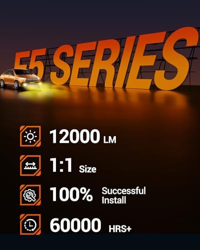 SEALIGHT H11/H8/H16 Yellow LED Fog Bulbs, 12000LM 3000K-2 Pack, for SUV