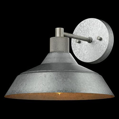 Globe Electric 1-Light Galvanized Metal Outdoor Indoor Wall Sconce with Textured Socket Detail