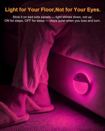 YUNLEX Pink Motion Sensor Night Light Battery Operated, Dim Light,1-15lm