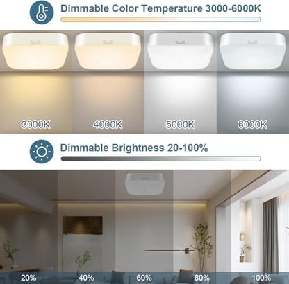 Rechargeable Motion Sensor Ceiling Light with Remote, 3000K-6000K 3 Pack