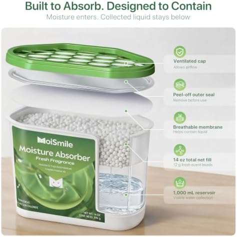 Large Moisture Absorber Buckets, 14 oz Each, Fresh Scent, 4 Pack