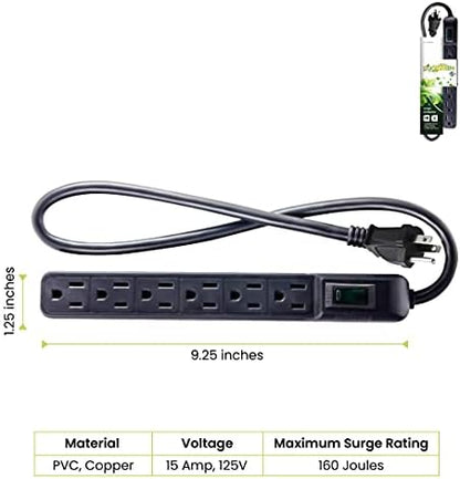 Go Green Power Inc. GG-16103MINBK 6 Outlet Surge Protector, Black