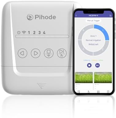 4 Zone Smart Sprinkler Controller with Local Weather Intelligence and Atmosphere Lights, Automated Watering and App Control WiFi Irrigation System, Save Water Through Rain Skip