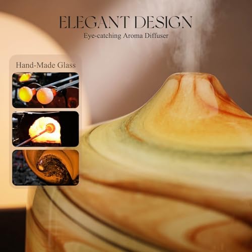 Porseme 500ml Glass Essential Oil Diffuser Aromatherapy Ultrasonic Cool Mist Humidifier 15-21 Running Hours Waterless Auto-Off Air Diffusers for Sleeping Yoga Working Spa(Jupiter)