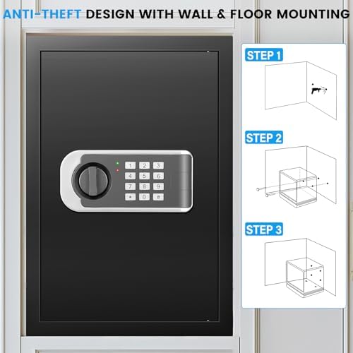 [19.7" Tall] Safe Box, 3.5 Cuft Home Safes with Fireproof Waterproof Bag